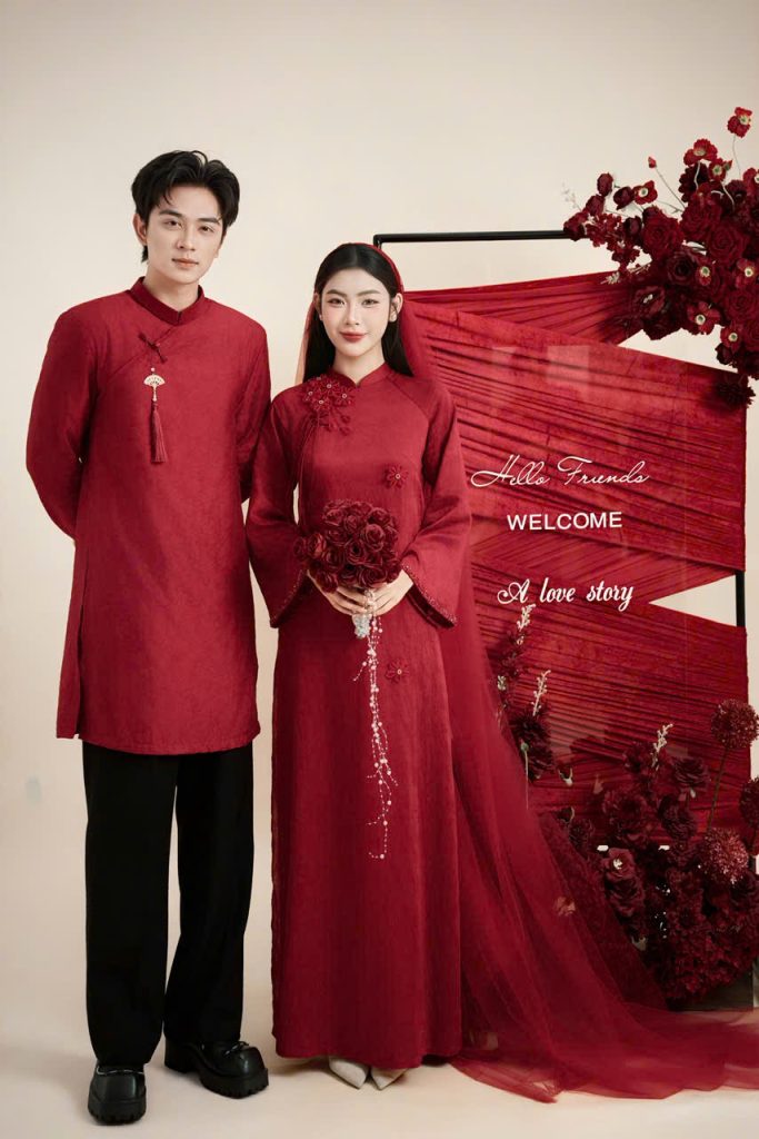 Concept áo dài đỏ tại Studio